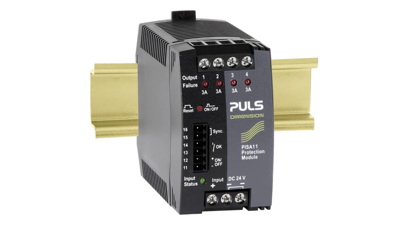 PULS Electronic Circuit Breaker 12A 24V PISA11, 4 channels , Wall Mount