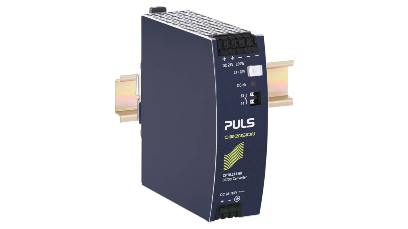 PULS CP10 DC-DC Converter, 24V dc/ 7.1A Output, 67.2 → 154 V dc Input, Wall Mount, +70°C Max Temp -40°C Min Temp