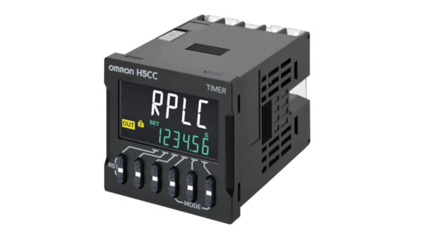Omron H5CC Series Flush Mount Timer Relay, 100 → 240V, 0.001s → 999999h, 2-Function, SPDT