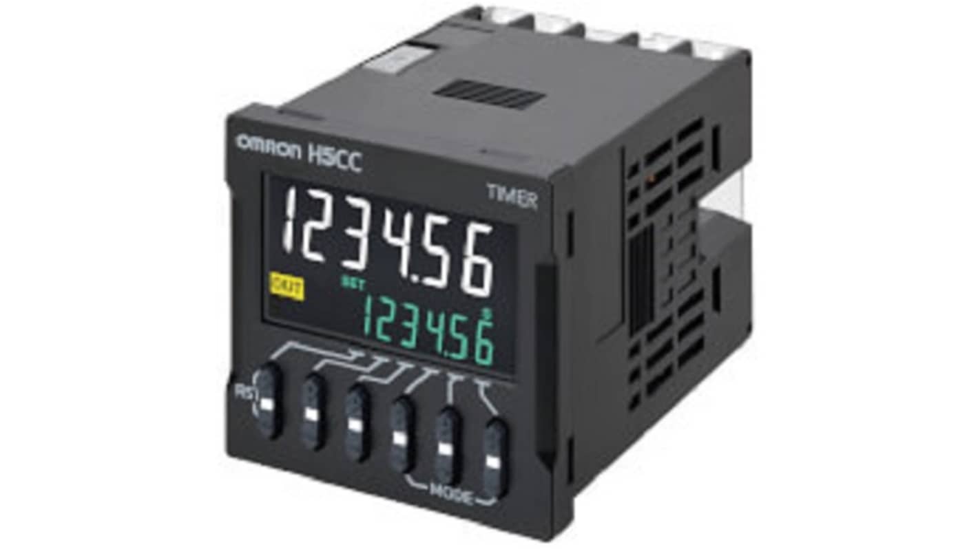 Omron H5CC Series Flush Mount Timer Relay, 12 → 48V, 0.001s → 999999h, 2-Function