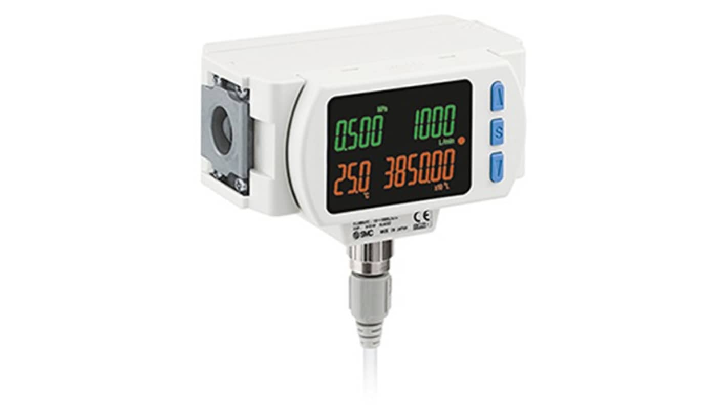 SMC PF3A801H Series Series Flow Sensor for Dry Air, N2, 10 L/min Min, 1000 L/min Max