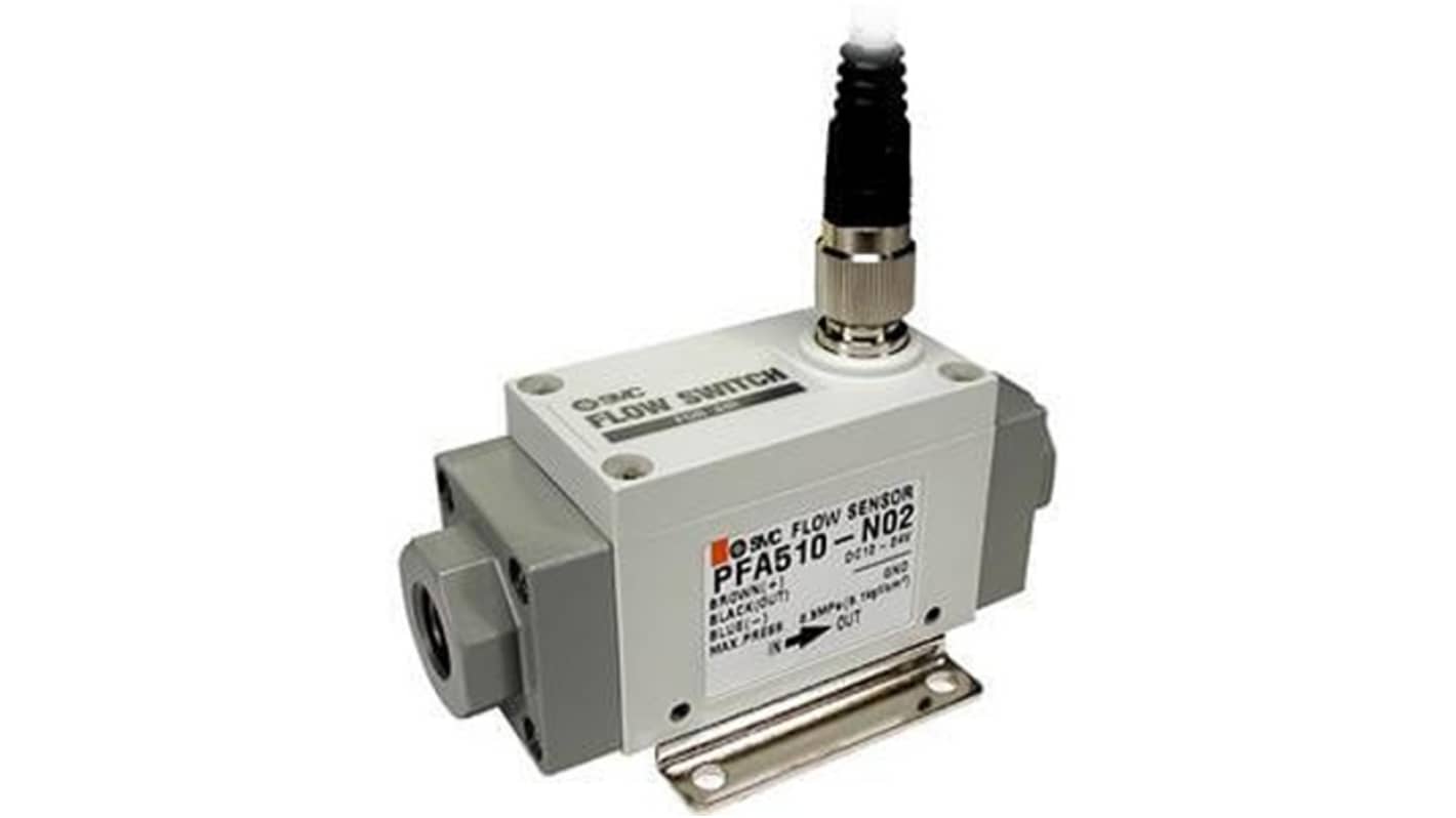 SMC PF2A521 Series Flow Sensor for Dry Air, N2, 20 L/min Min, 200 L/min Max