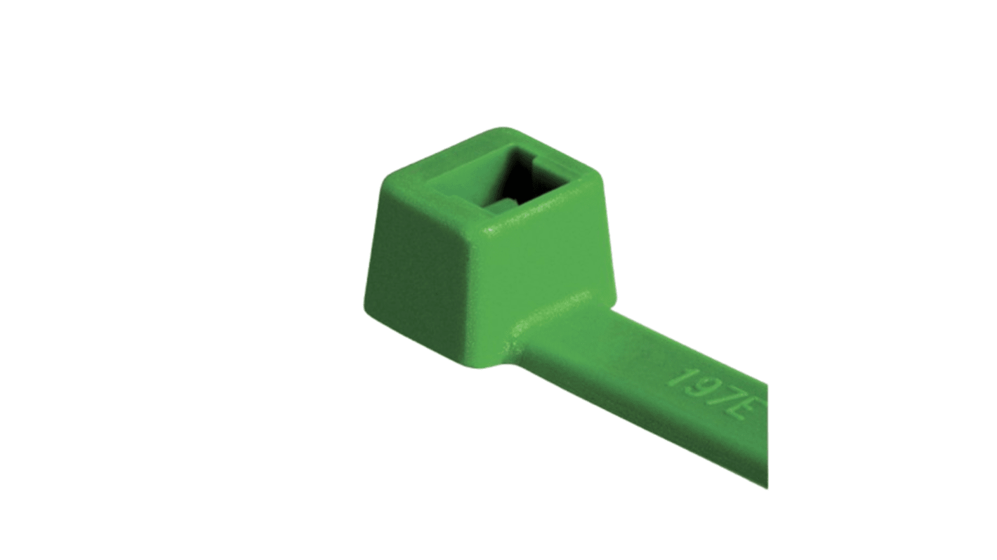 HellermannTyton Cable Tie, , 150mm x 3.5 mm, Green Polyamide 6.6 (PA66), Pk-100