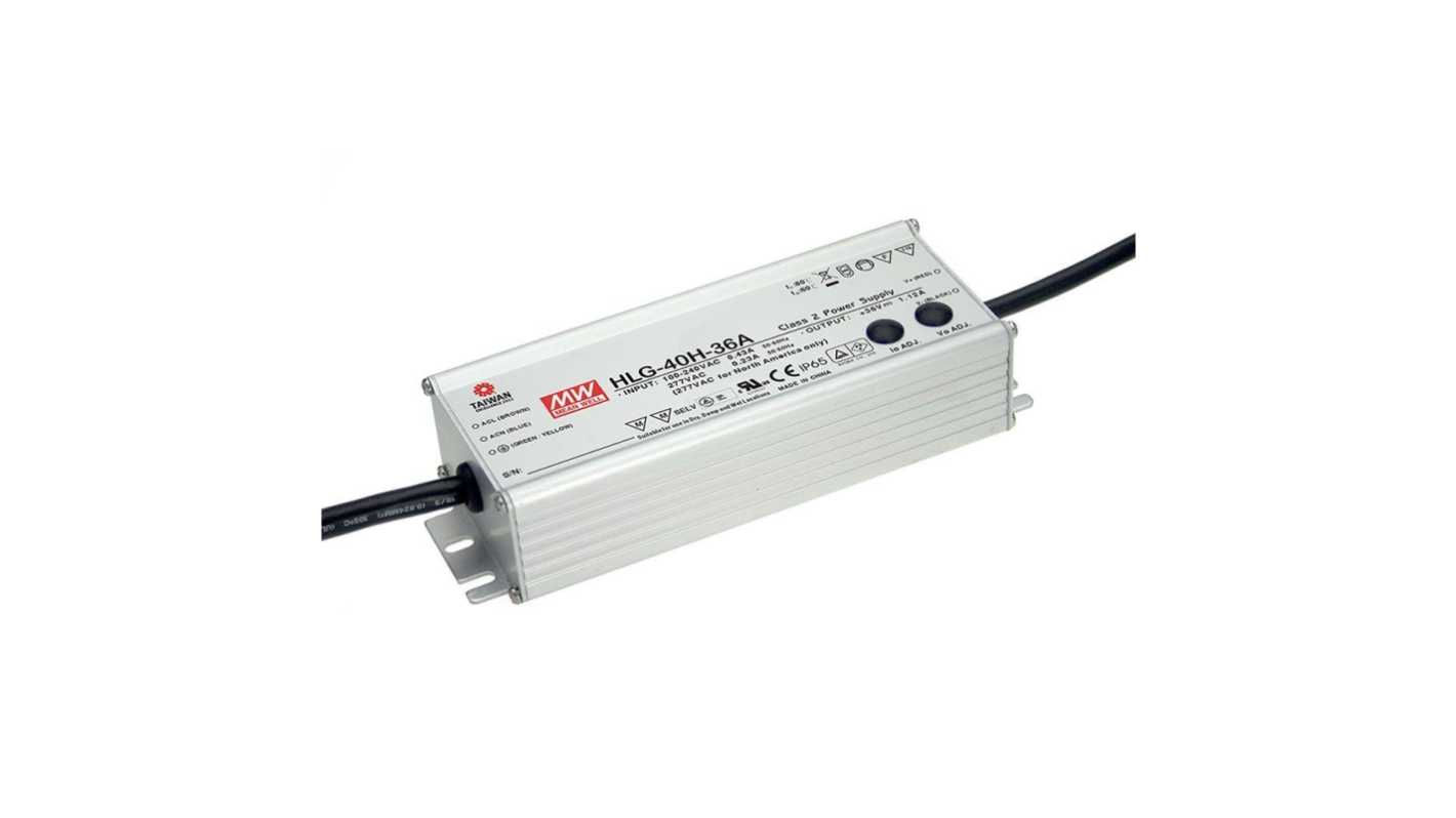 MEAN WELL LED Driver, 24V Output, 40W Output, 1.67A Output, Constant Current / Constant Voltage