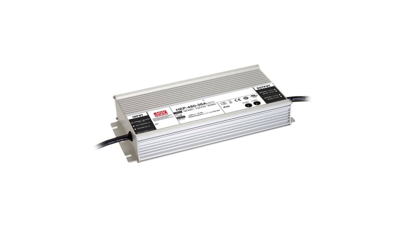 MEAN WELL Switching Power Supply, HEP-480-36A, 36V, 13.3A, 480W, 120 → 370V dc Input Voltage