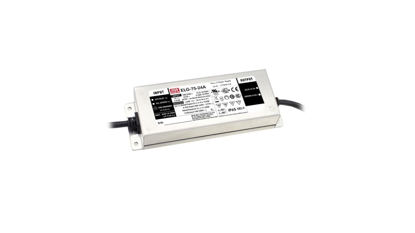 MEAN WELL LED Driver, 36V Output, 75W Output, 2.1A Output, Constant Current / Constant Voltage