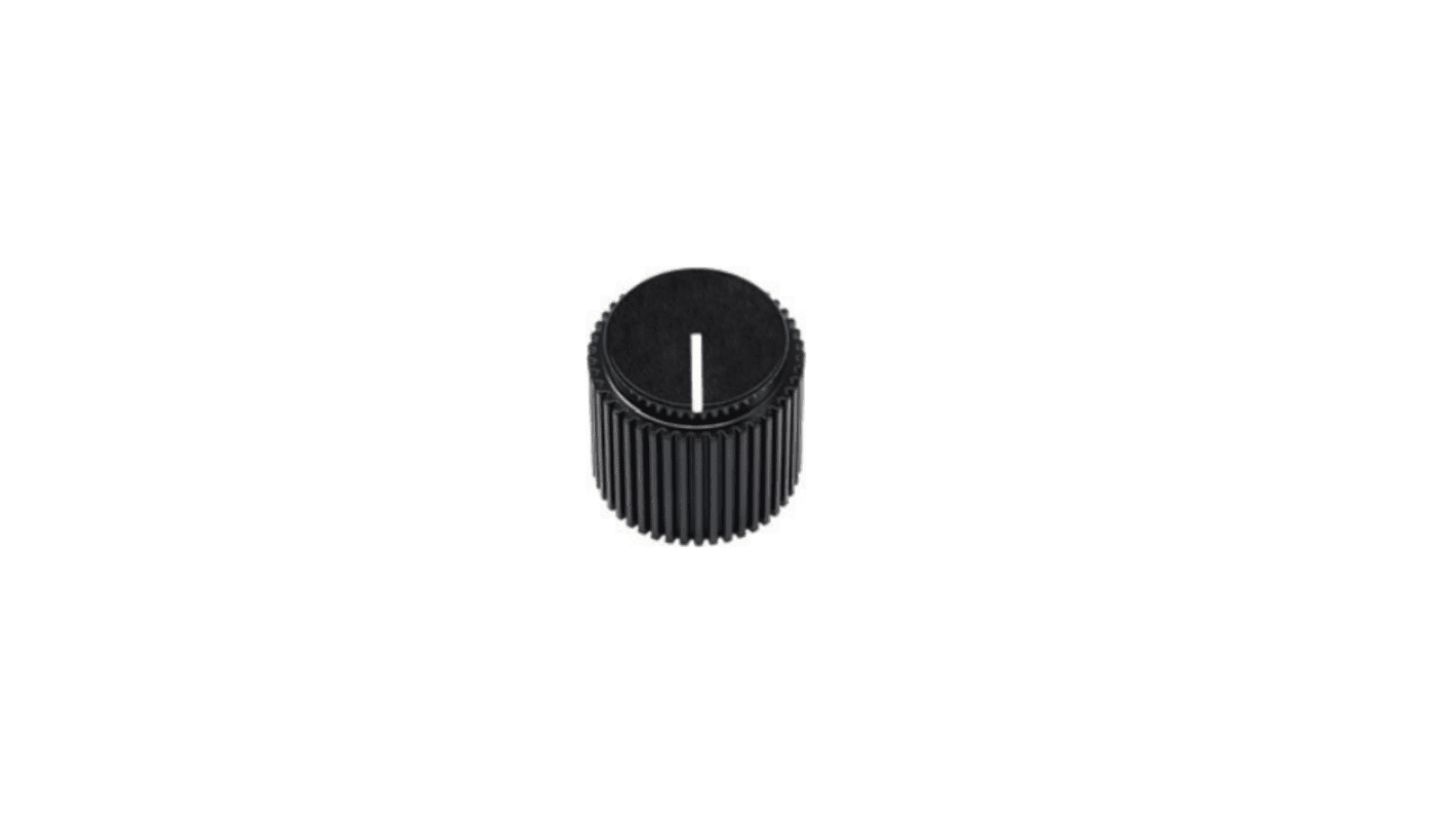 Vishay 18.4mm Black Potentiometer Knob for 6.35mm Shaft Round Shaft, ACCKPR1817NLT14