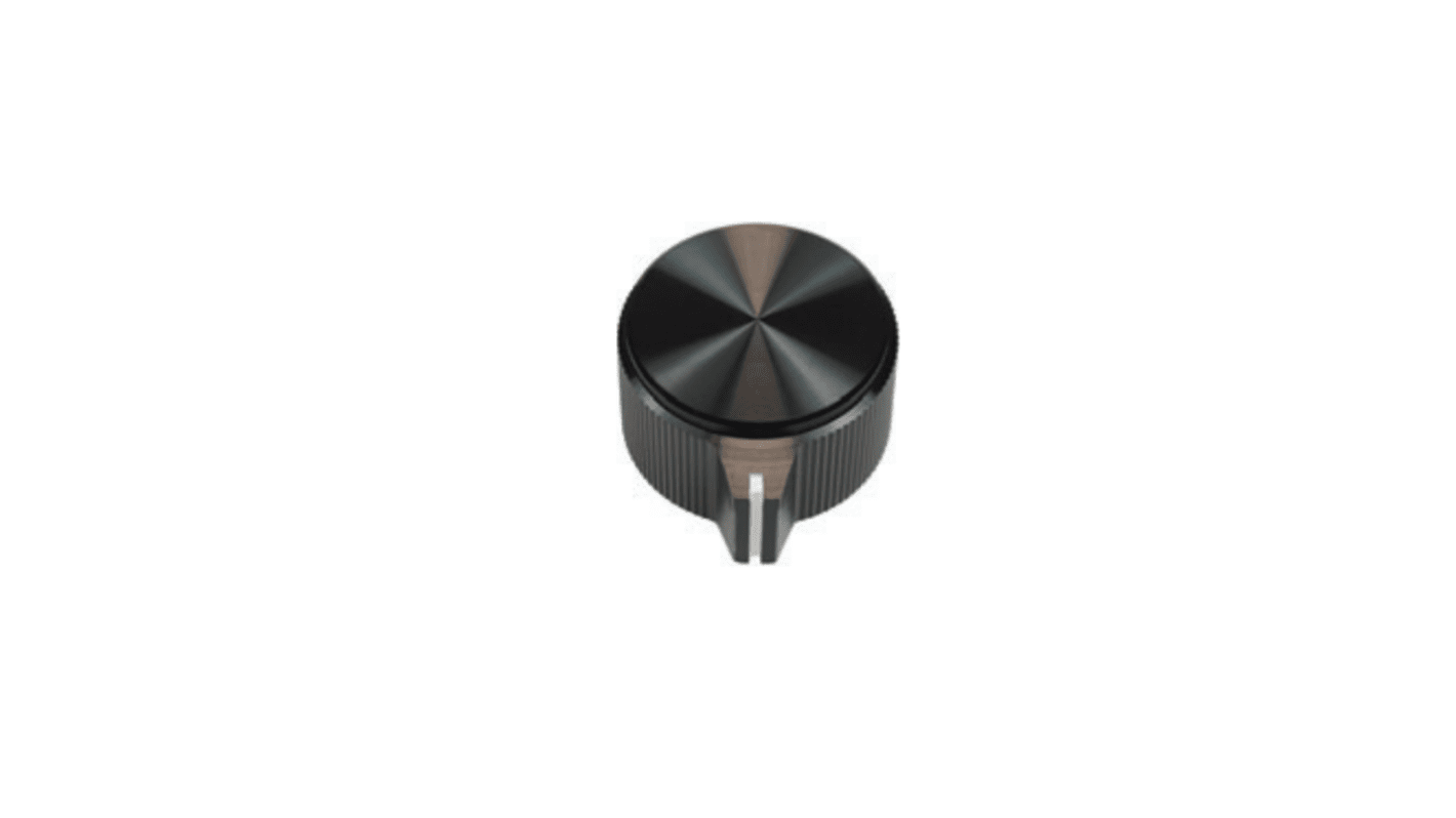Vishay 23.8mm Black Potentiometer Knob for 6.35mm Shaft Round Shaft, ACCKMP2416NLS14