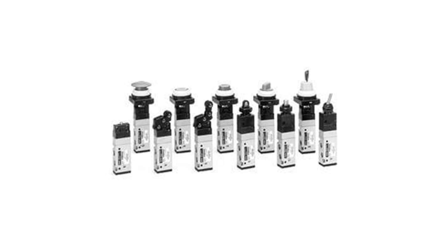 Valvola meccanica SMC, 5 Port Mechanical Valve, con Lente con pulsante (a fungo), Rc 1/8