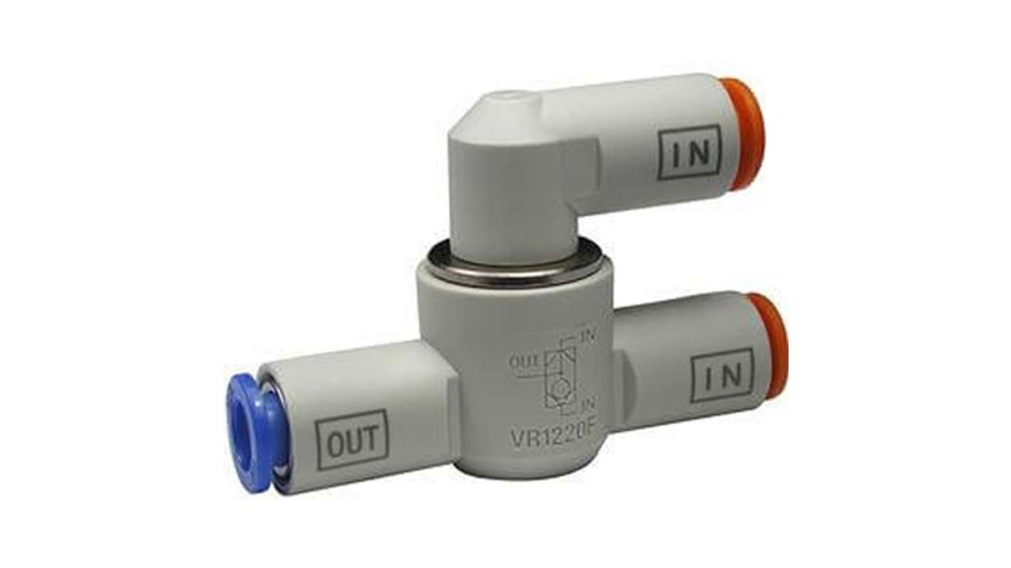 SMC VR1210F Series, Pneumatic Shuttle Valve AND Logic Function 3.2mm Tube, Tube Connection, 10 bar Max Operating