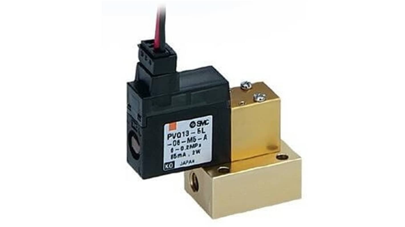 SMC Solenoid Valve PVQ13-5L-04-M5-A, 2 port(s) , NC, 24 V dc, 5mm