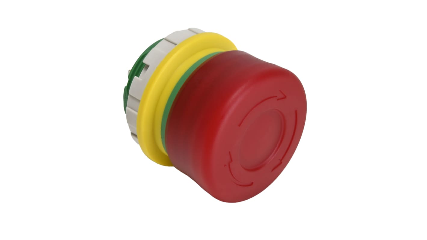 Idec XW1E Series Push Lock Turn Reset Emergency Stop Push Button, Panel Mount, 22mm Cutout, DPST, IP65, IP67, IP69K