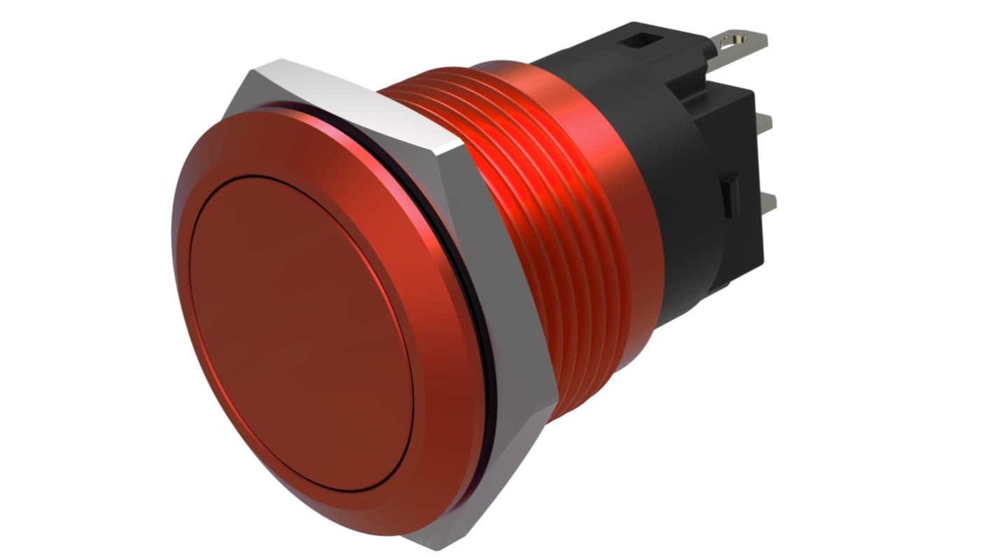 EAO 按钮开关, Φ19mm开孔, 嵌入式安装, 闭锁操作, 红色, SPST，SPST, IP65, IP67, Series 82系列