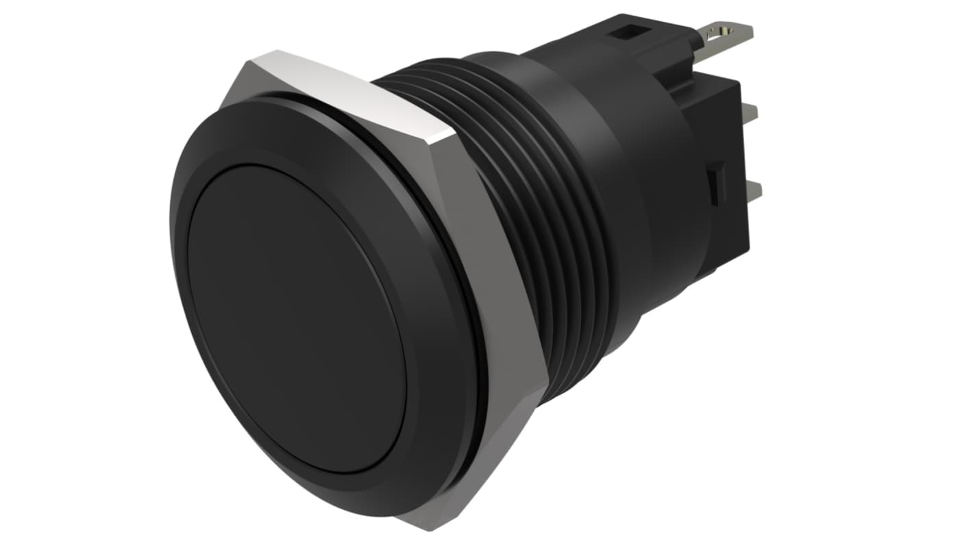 EAO Series 82 Series Push Button Switch, Maintained, Flush Mount, 19mm Cutout, SPST, SPST, IP65, IP67