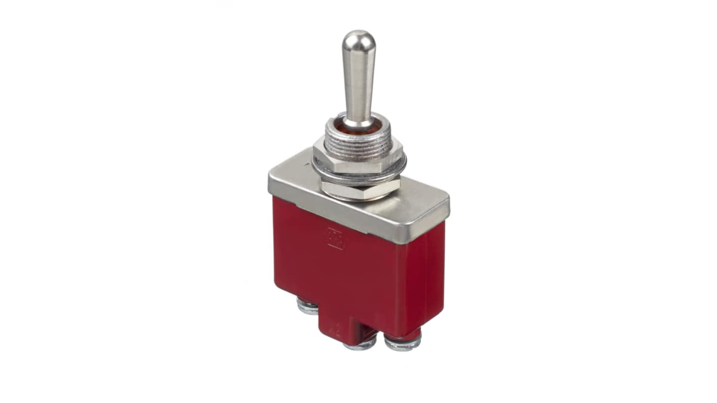 APEM Toggle Switch, Panel Mount, On-Off-Momentary, SPST, Screw Terminal, 28V
