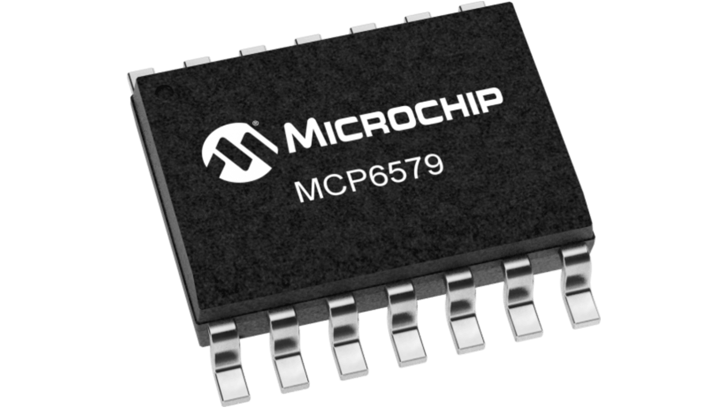 Microchip 漏极开路输出比较器芯片, SOIC, SMD安装, 四路电源, 40ns响应