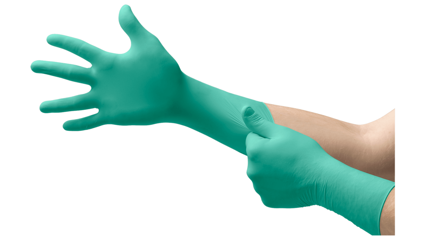 Ansell DermaShield 73-711 Green Neoprene Safety Work Gloves, Size 6.5, Polymer Coating