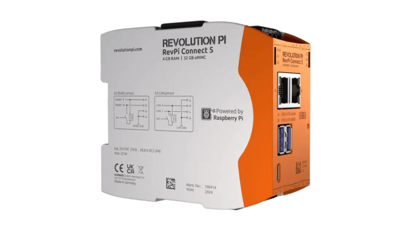 Revolution PI RevPi Connect 5, Industrial Computer, 22W, ARM Cortex 2.4 GHz, 32 GB, 4