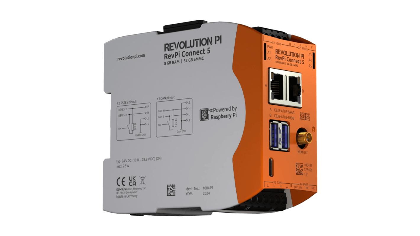 Revolution PI RevPi Connect 5, Industrial Computer, 22W, ARM Cortex 2.4 GHz, 32 GB, 4