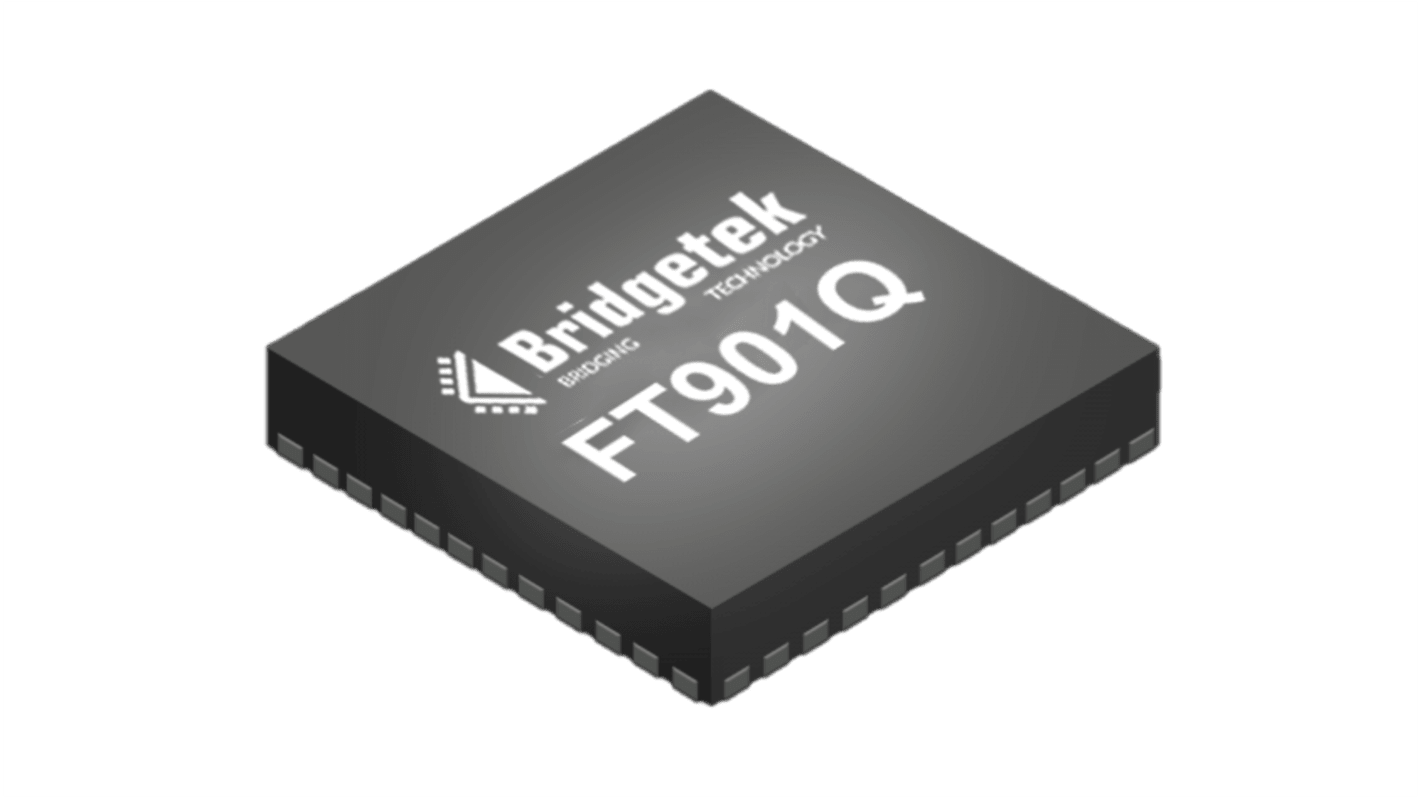 Bridgetek FT901单片机, FT32内核, 100针, QFN, 最大100MHz, 256 KB 闪存