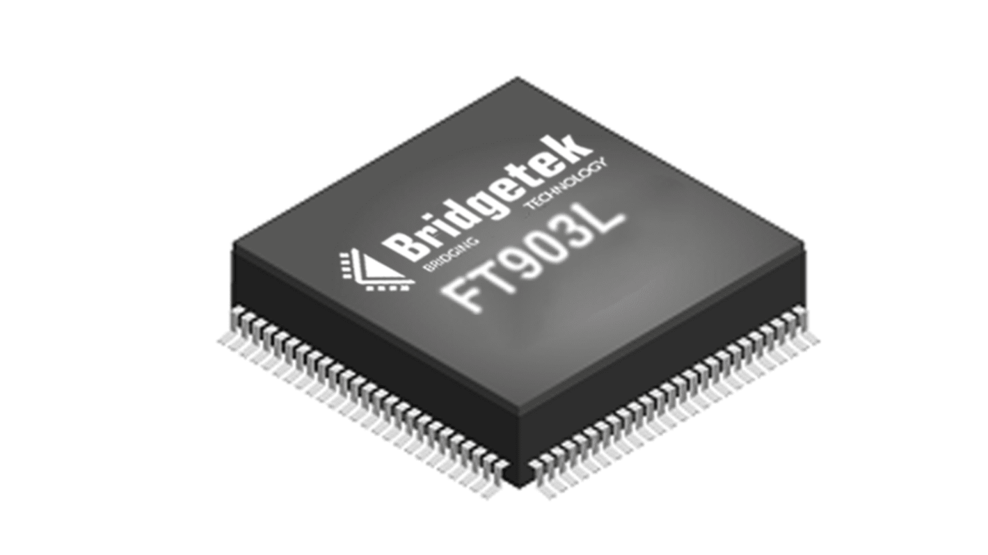 Bridgetek FT903单片机, FT32内核, 100针, LQFP, 最大100MHz, 256 KB 闪存
