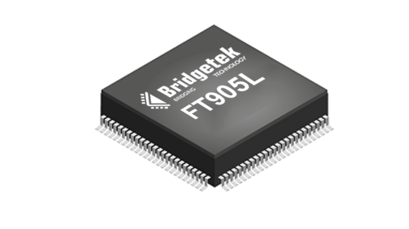 Bridgetek FT905 マイコン, FT32, 100MHz, 256 KB, フラッシュ, 80-Pin LQFP