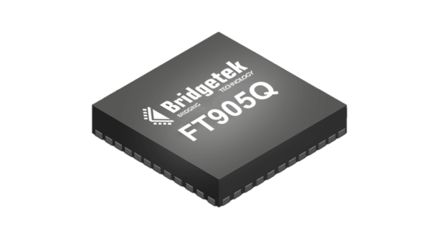 Bridgetek FT905单片机, FT32内核, 76针, QFN, 最大100MHz, 256 KB 闪存