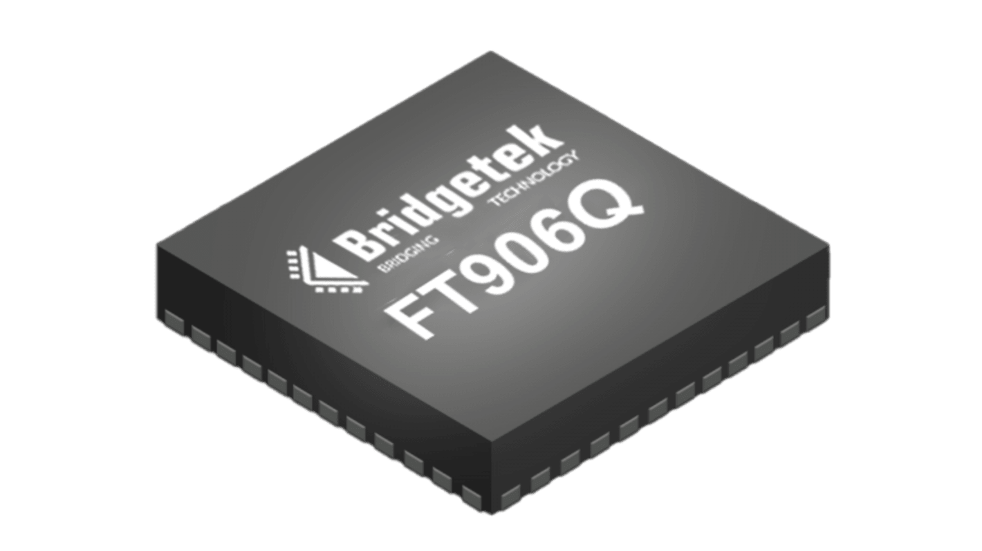 Bridgetek FT906 マイコン, FT32, 100MHz, 256 KB, フラッシュ, 76-Pin QFN