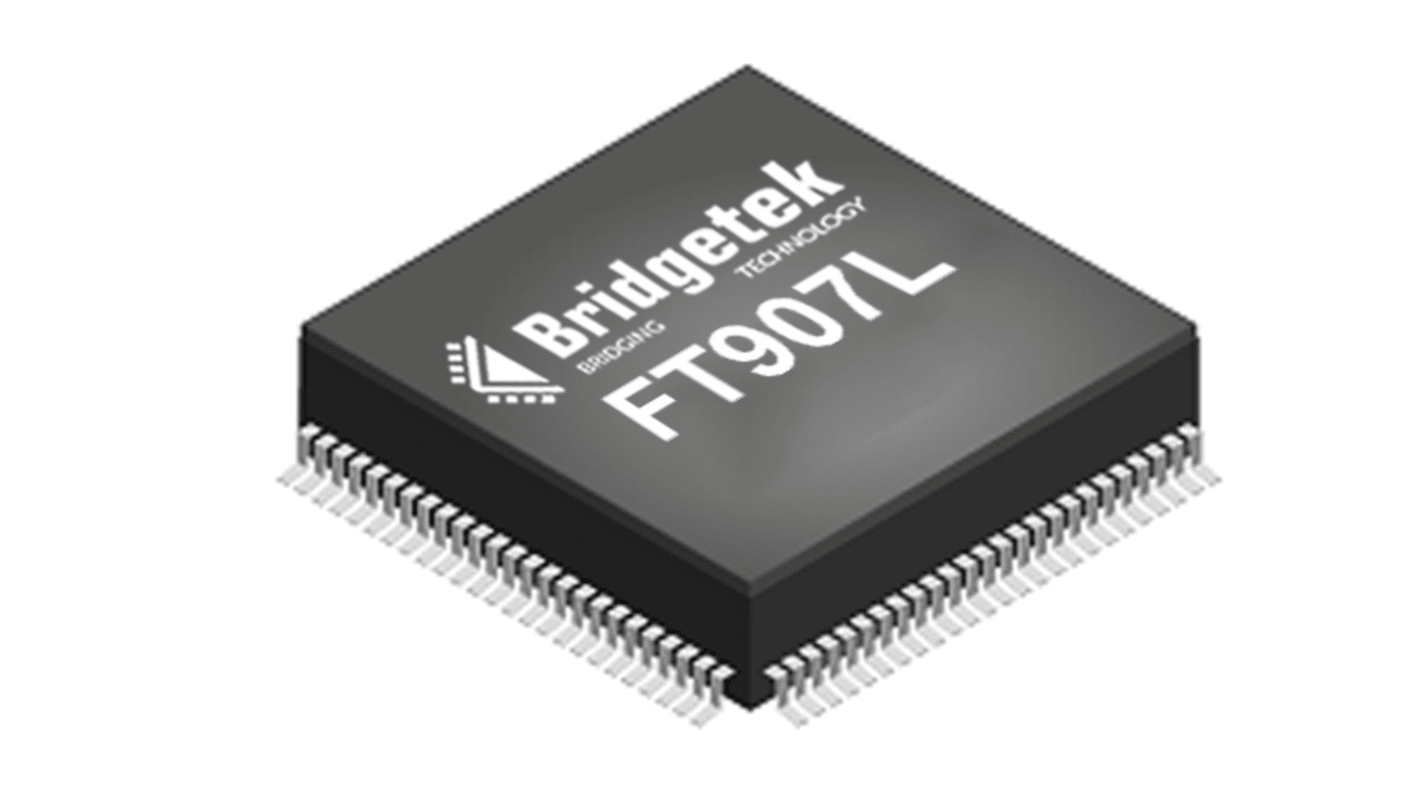 Bridgetek FT907单片机, FT32内核, 80针, LQFP, 最大100MHz, 256 KB 闪存