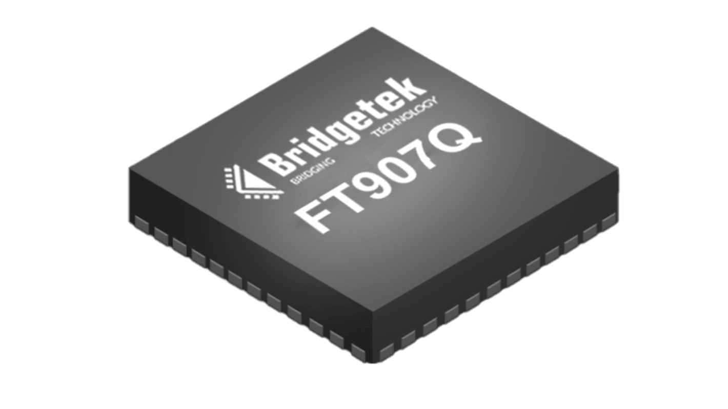 Bridgetek FT907 マイコン, FT32, 100MHz, 256 KB, フラッシュ, 76-Pin QFN