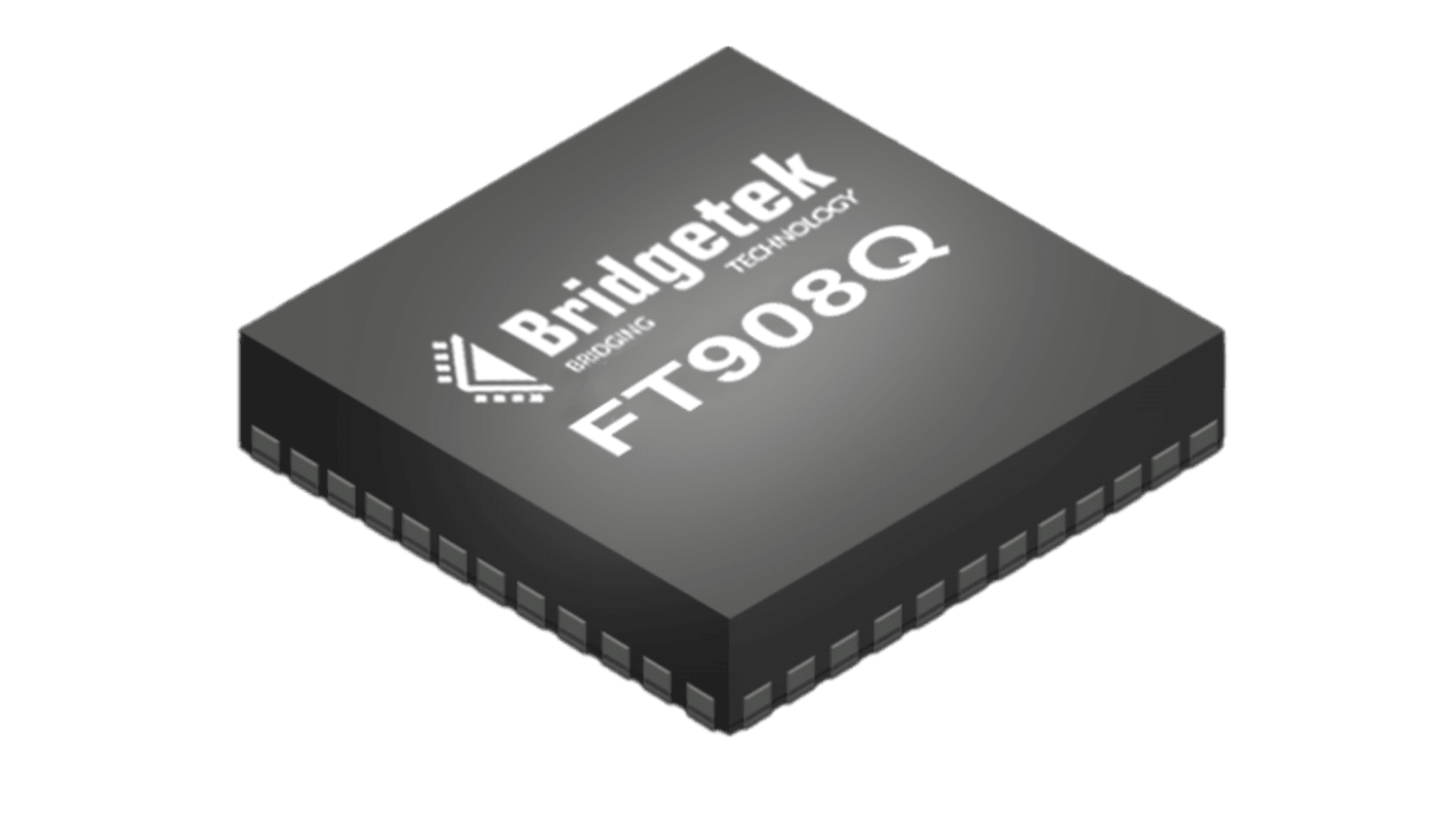Bridgetek, 32bit FT32, FT908 Microcontroller, 100MHz, 256 KB Flash, 76-Pin QFN