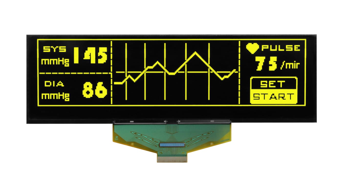 Midas 5.5in Yellow Passive matrix OLED Display 256 X 64pixels COT Parallel, SPI Interface
