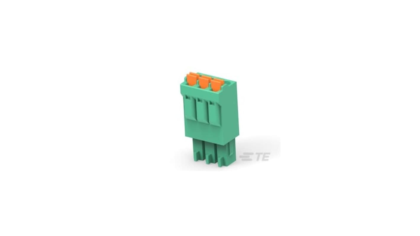 TE Connectivity 2842 Series PCB Terminal Block, 3-Contact, 3.5mm Pitch, Board Mount, 1-Row, Push In Termination