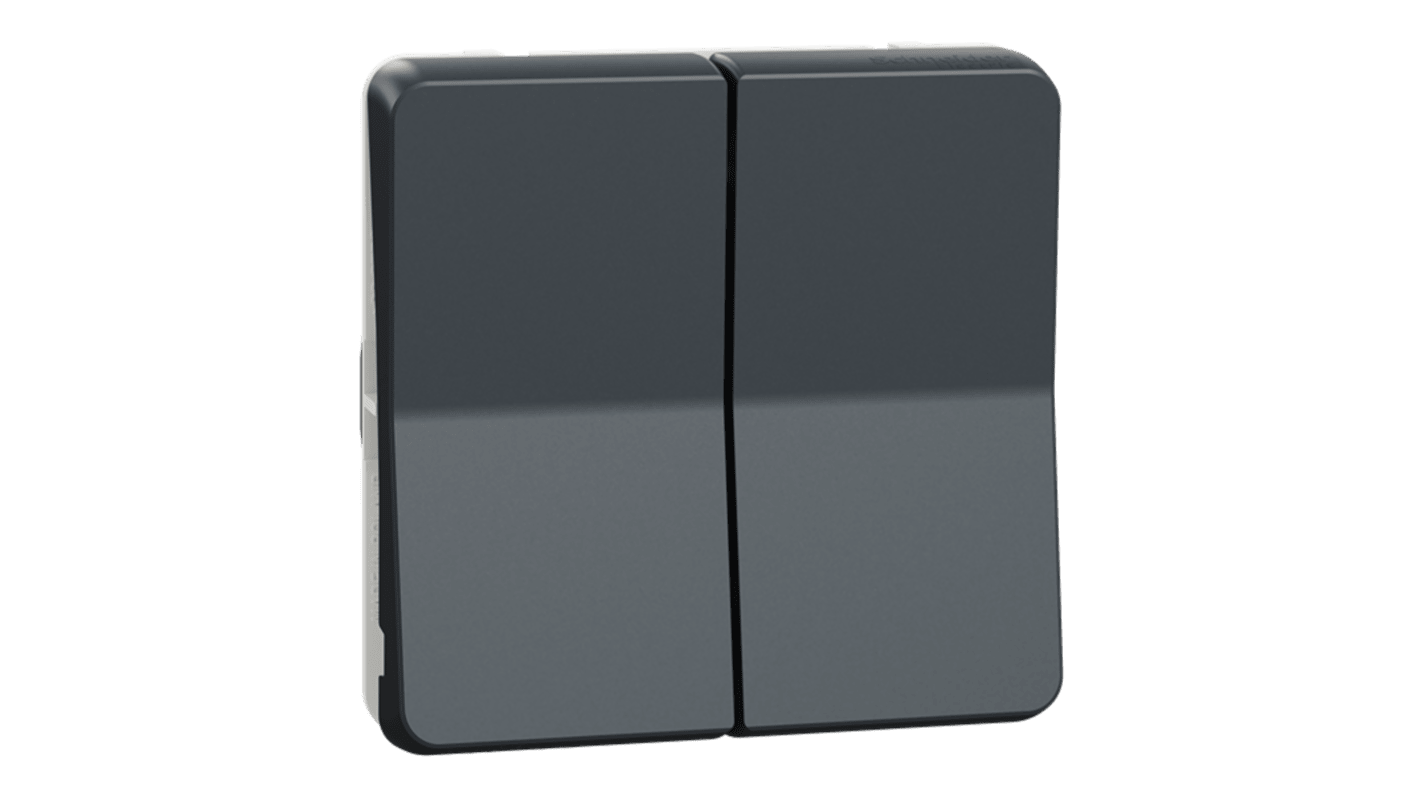 Schneider Electric Grey Push Button Light Switch, 2 Way, 2 Gang, Mureva Styl
