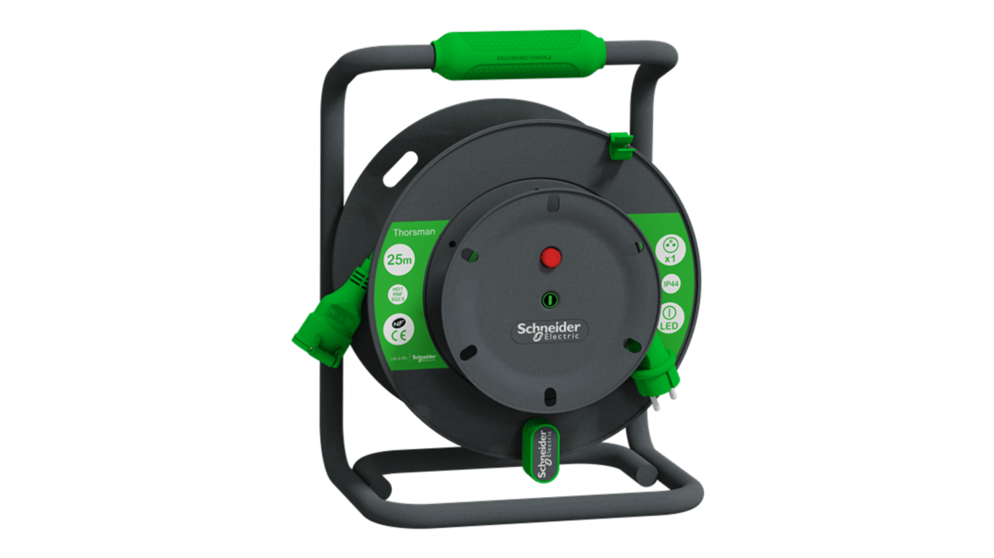 Schneider Electric 25m 1 Socket Extension Lead Open Reel, 230 V, IP44