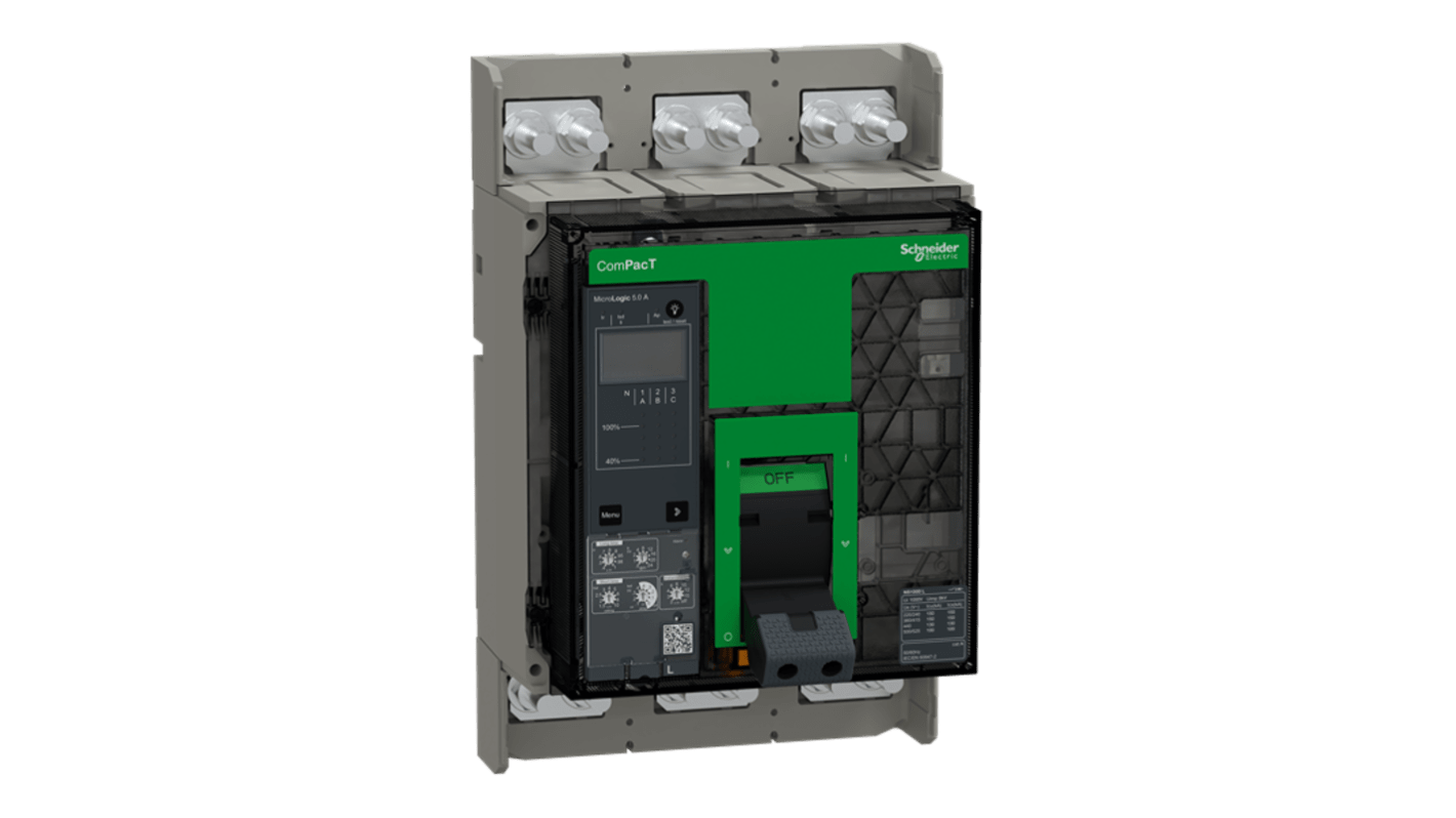 Schneider Electric, ComPacT MCCB 3P 1kA, Breaking Capacity 100 kA, Fixed Mount