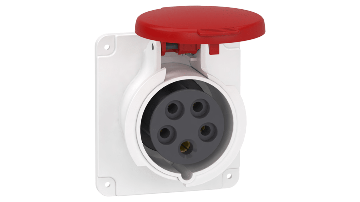 Schneider Electric, Mureva IP44 Grey Panel Mount 3P + N + E Industrial Power Socket, Rated At 16A, 415 V,With Phase