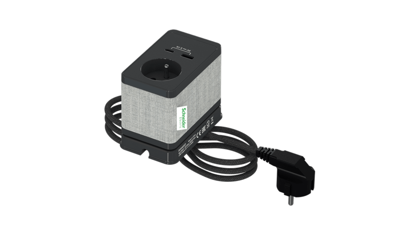 Schneider Electric 2m 1 Socket Extension Lead Open Reel, 250 V, IP44