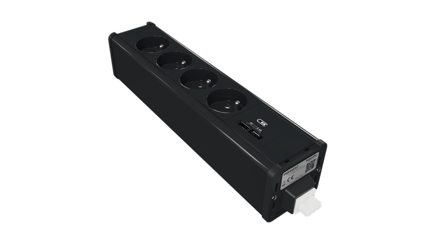 Schneider Electric 4 Socket USB A Extension Lead Open Reel, 250 V, IP44