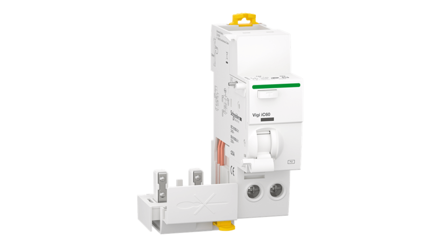 Schneider Electric Acti9 A9Q1 MCB, 2P, 25A, Type AC, 500V AC, 10 mA Breaking Capacity