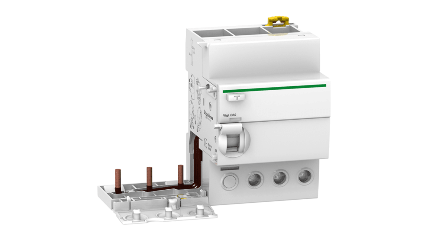 Schneider Electric Acti9 Acti9 iC60 MCB, 3P, 63A, Type AC, 500V AC, 1000 mA Breaking Capacity