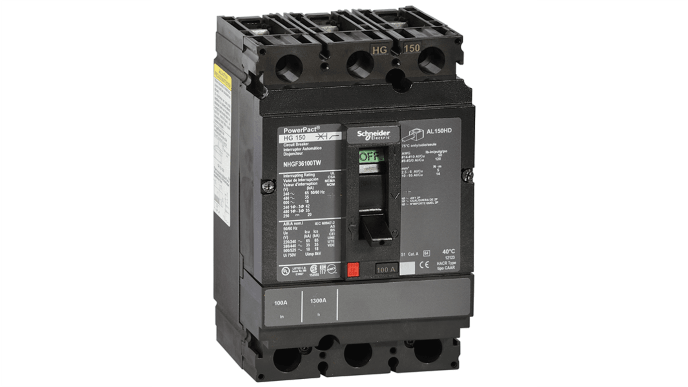 Schneider Electric, PowerPact MCCB 3P 60A, Breaking Capacity 14 kA, DIN Rail Mount