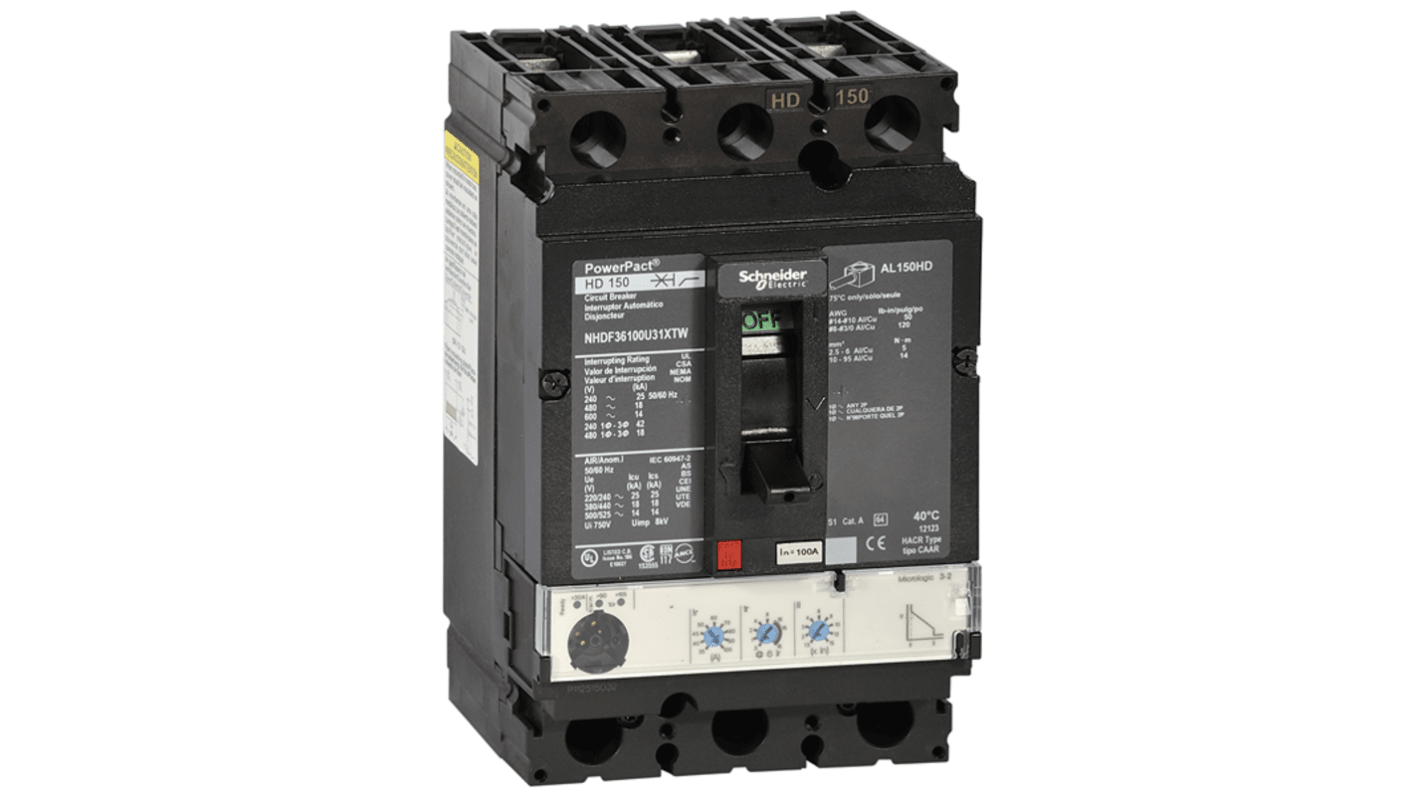 Schneider Electric MCCB塑壳断路器, 25kA分断, 60A, 3极, NHJ系列