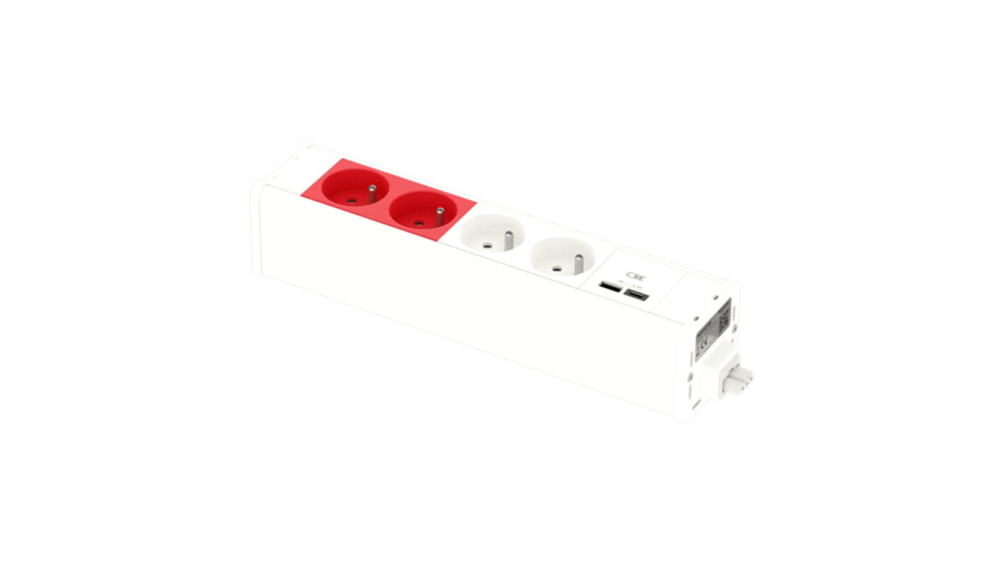 Schneider Electric 4 Socket USB A Extension Lead Open Reel, 250 V, IP44