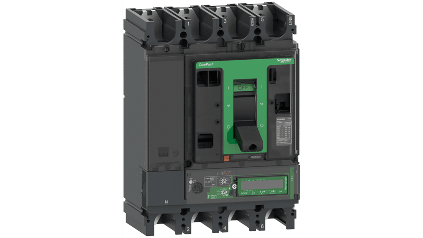 Schneider Electric, ComPacT MCCB 4P 400A, Breaking Capacity 10 kA, Fixed Mount