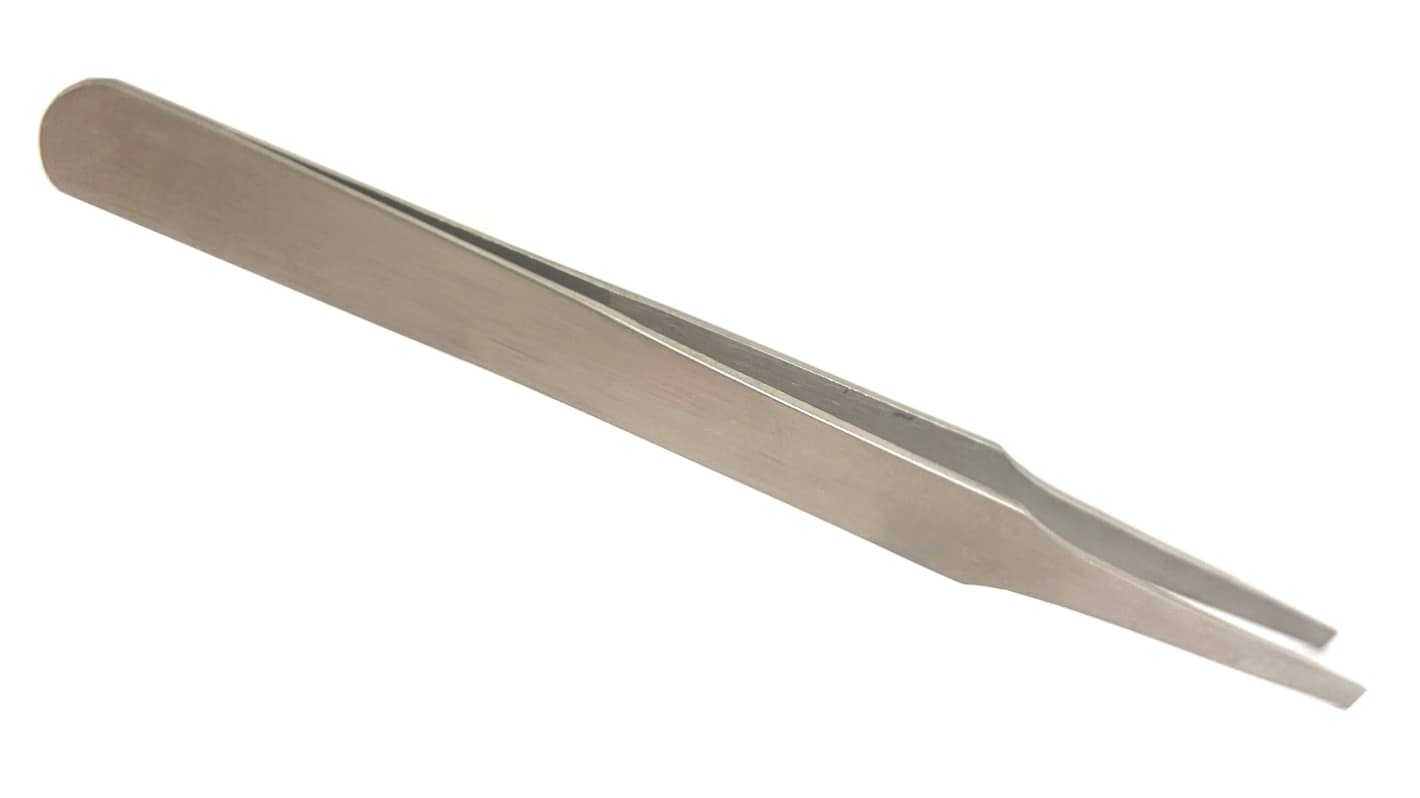 RS PRO 120mm, Low Carbon Austenitic Steel, Flat; Rounded, Tweezer