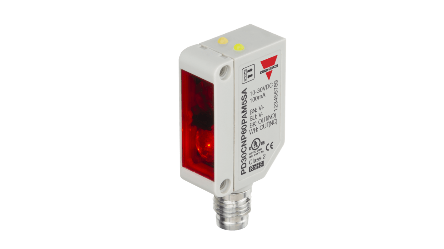 Carlo Gavazzi Diffuse-Reflective Photoelectric Sensor, Rectangular Sensor, 6 m Detection Range