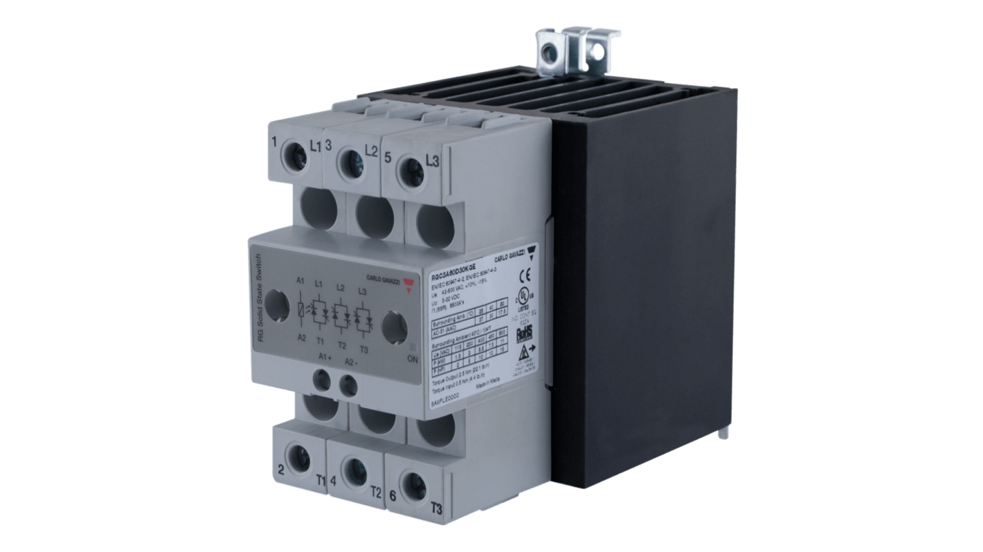 Carlo Gavazzi RGC Series Solid State Relay, 30 A Load, DIN Rail Mount, 660 V ac/dc Load, 190 V ac/dc Control