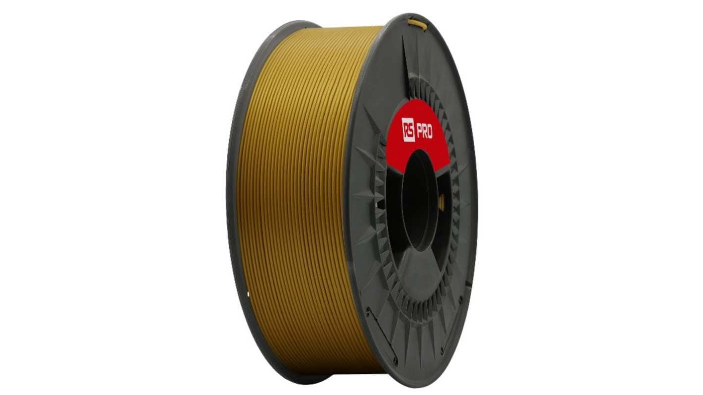 RS PRO 2.85mm Gold PLA 3D Printer Filament, 1kg