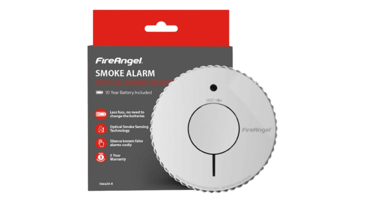FireAngel Safety Technology Limited ABS Plastic Smoke Detector, 85dB, 3V dc